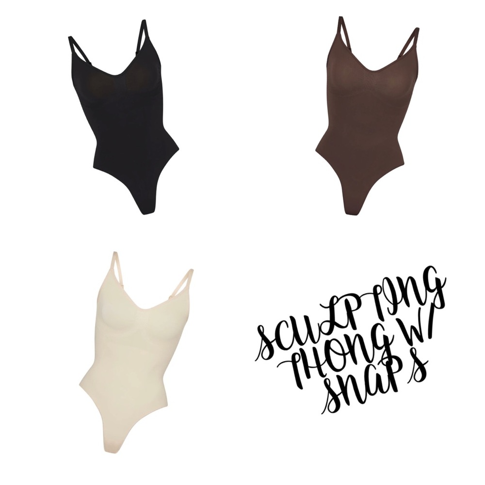 SKIMS SCULPTING THONG BODYSUIT W/SNAPS